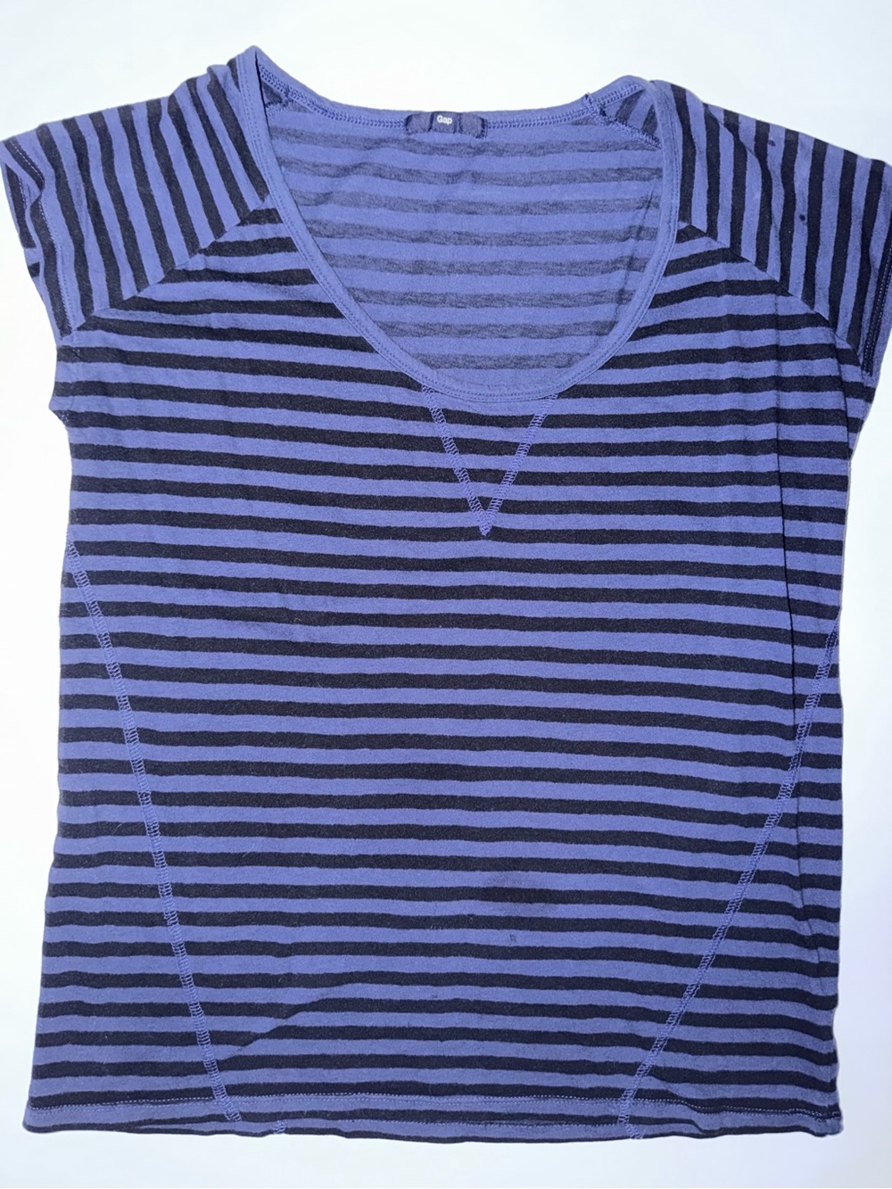 GAP Purple and Black Striped Scoop Neck Tee